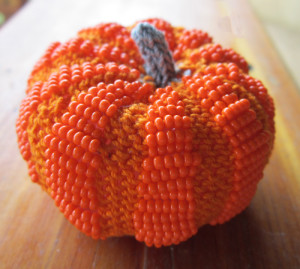The completed Little Beaded Pumpkin