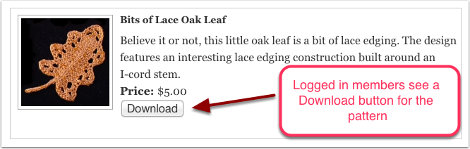 Logged in members see a Download button for the pattern