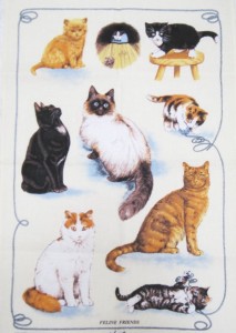 Feline Friends Irish Linen Towel