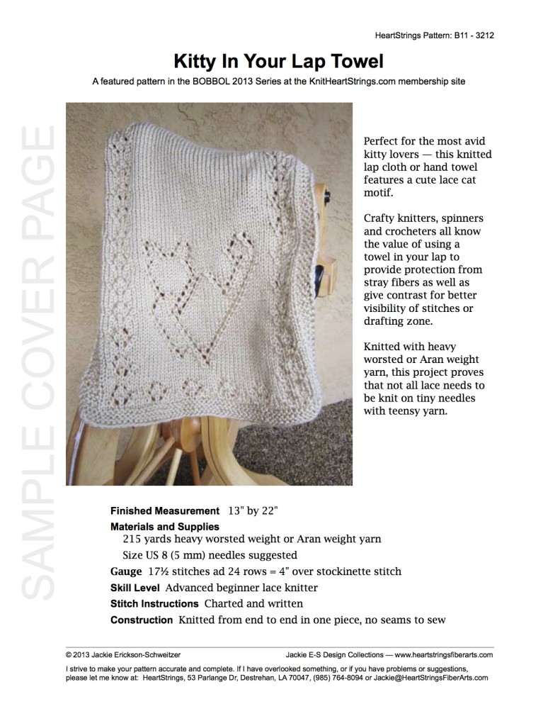Kitty In Your Lap Towel pattern sample cover page