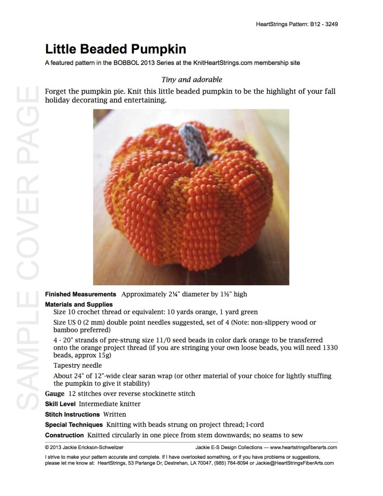 Sample Cover Page of Little Beaded Pumpkin