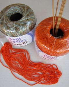 Beads and thread for Little Beaded Pumpkin